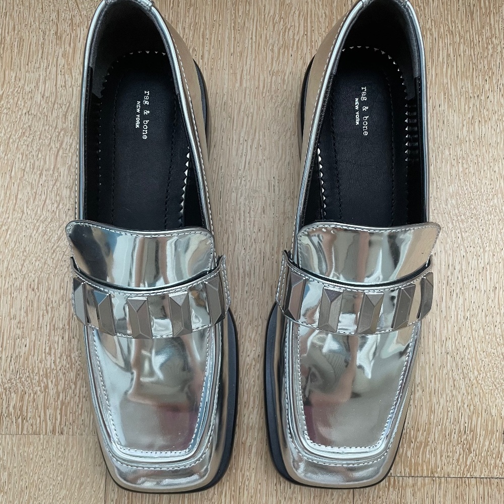 NEW rag & bone Metallic Maxwell Loafer size 9
